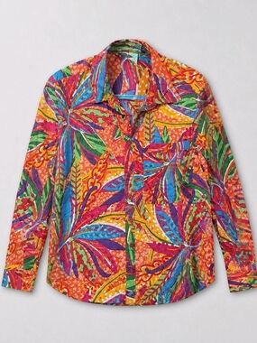 True Destination Vibrant Multicolor Long Sleeve Shirt XS